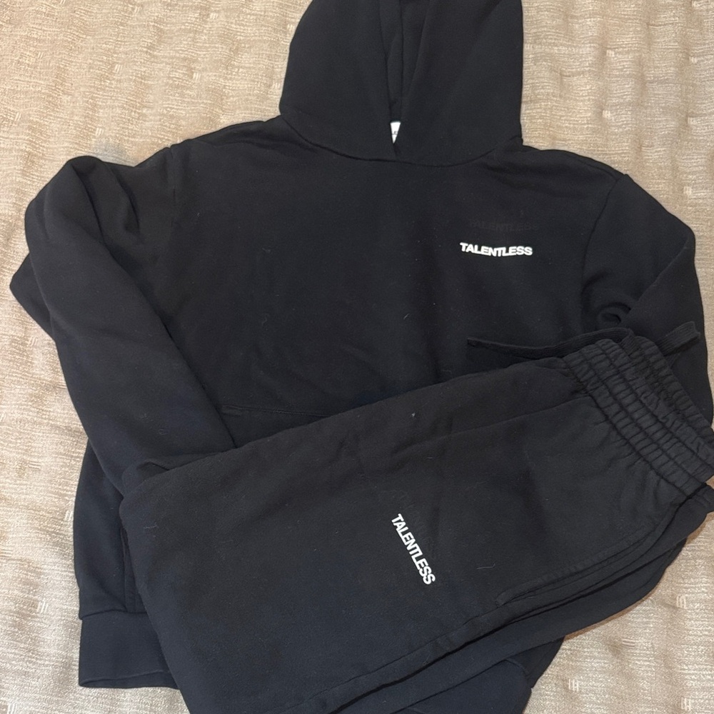 TALENTLESS Black Logo Hoodie and Joggers Set
